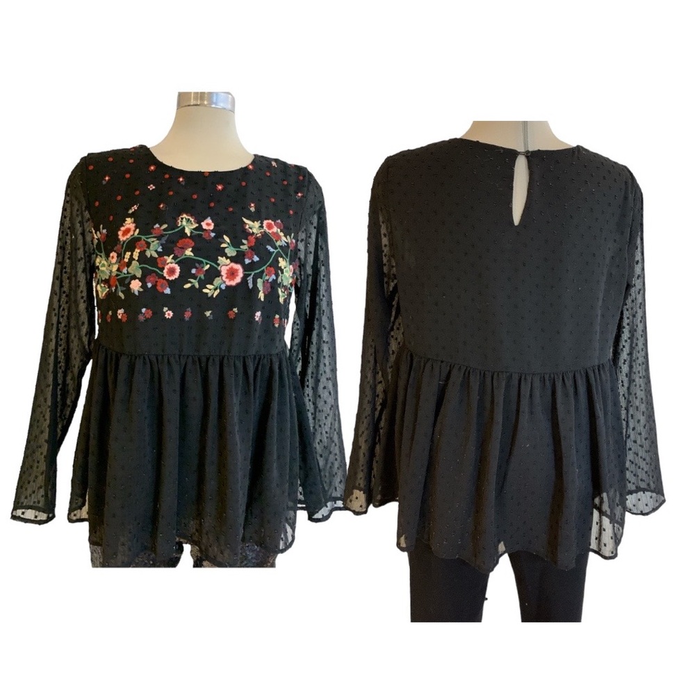 JASMINE & JULIANA Gorgeous Maternity Black Embroidery    Long Sleeves Size S